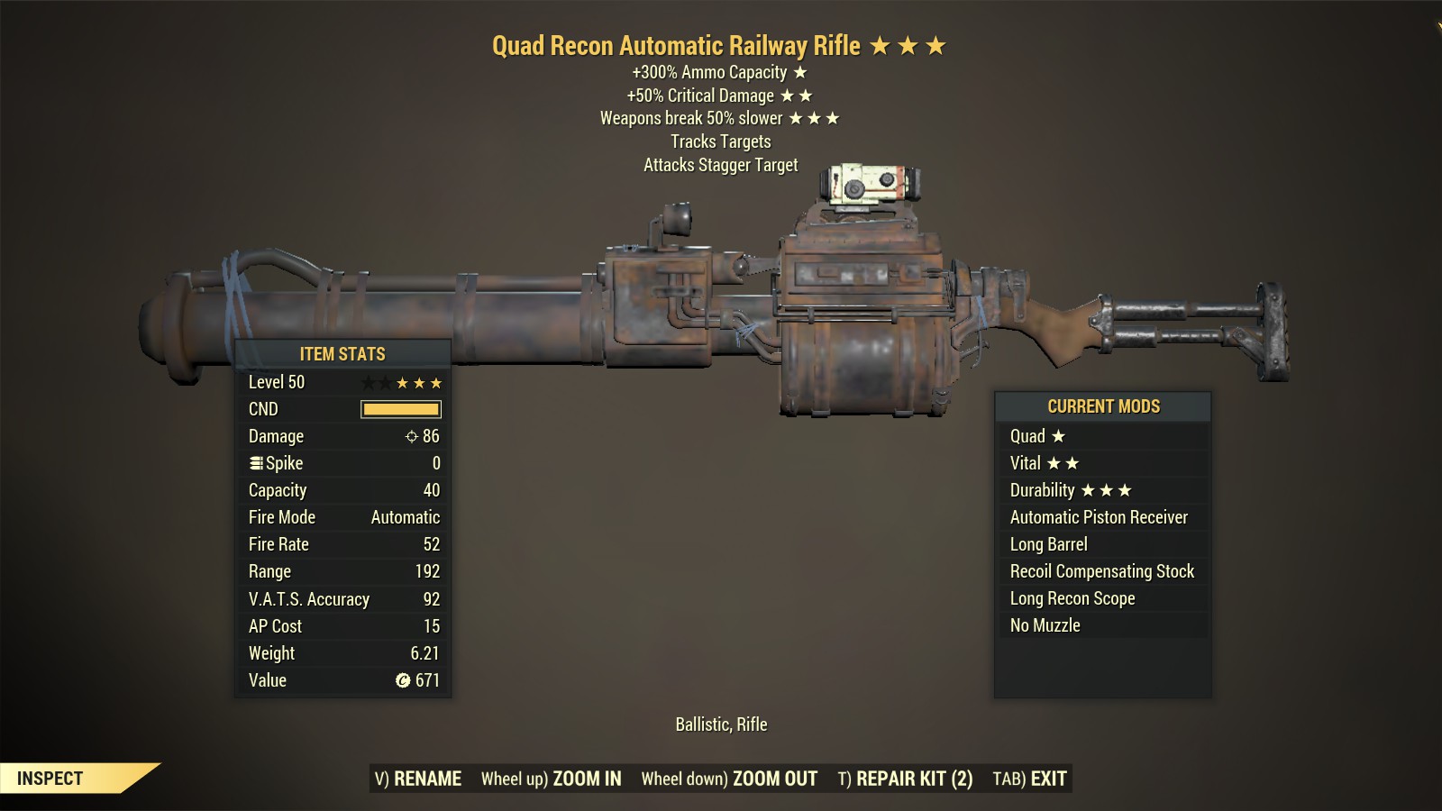 Quad【Vital + Durability】Railway Rifle